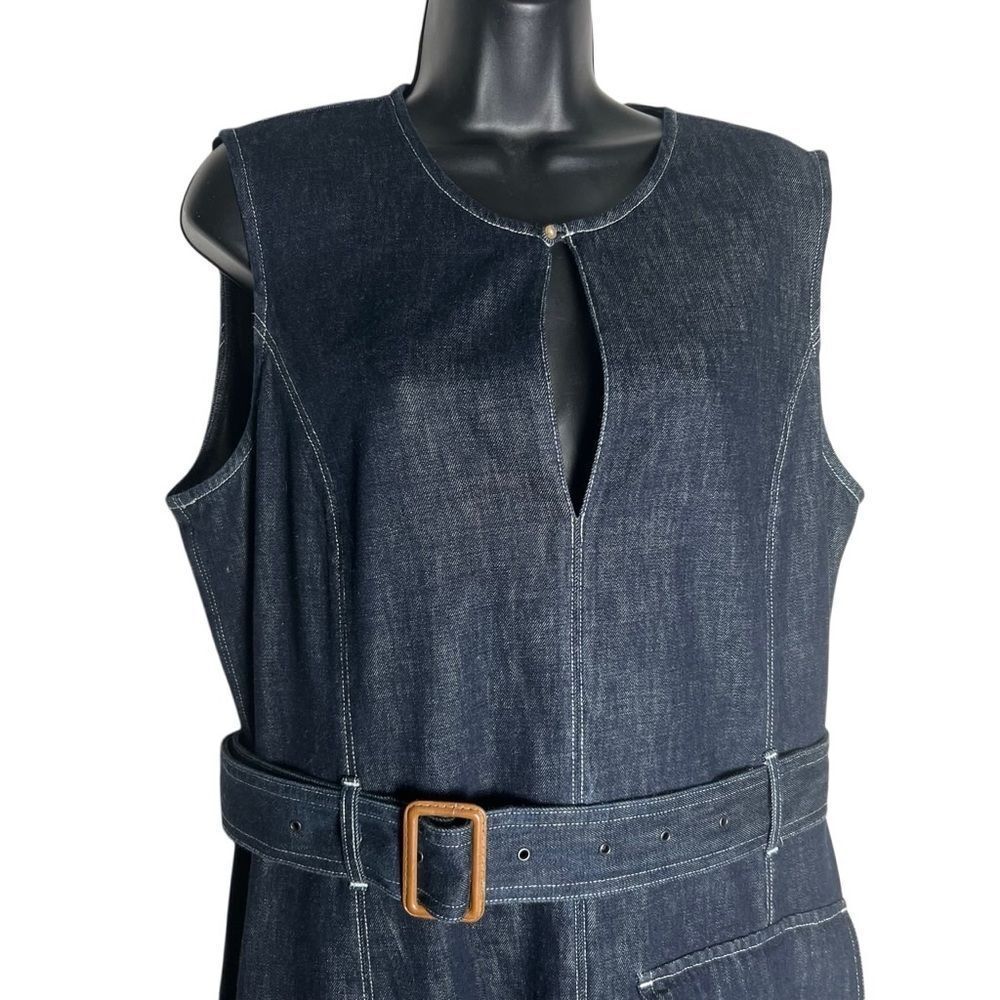 Polo Ralph Lauren Rigid Japanese Denim Indigo Fit Flare Belted Dress Contrast 14 - Picture 8 of 15